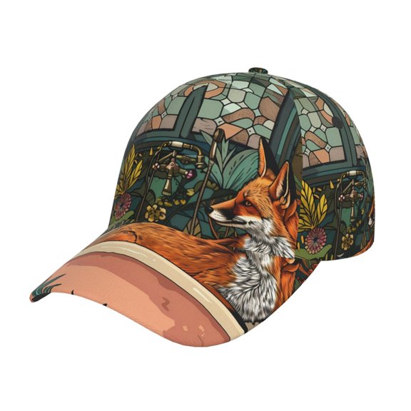 Rateoe Fox Bathtub Floral Art Pattern Mens Baseball Cap Adjustable Curved Brim Hat, Soft Cotton Sports Cap for Outdoor, Casual, and Everyday Wear, Comfortable & Breathable
