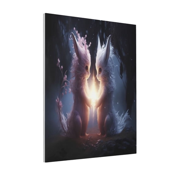Rateoe Fox Couple Pattern Decorative Picture – Unique Modern Wall Art, Ready-to-Hang Canvas Print for Home (Vertical)