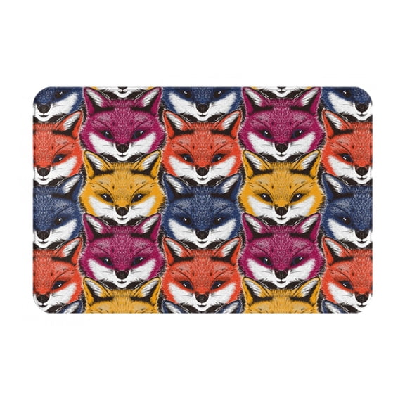 Rateoe Fox Face Pattern Flannel Door Mat Indoor Outdoor Entrance, Waterproof All-Weather Doormat,Fade Resistant, Low Profile Entryway Mat 16x24in