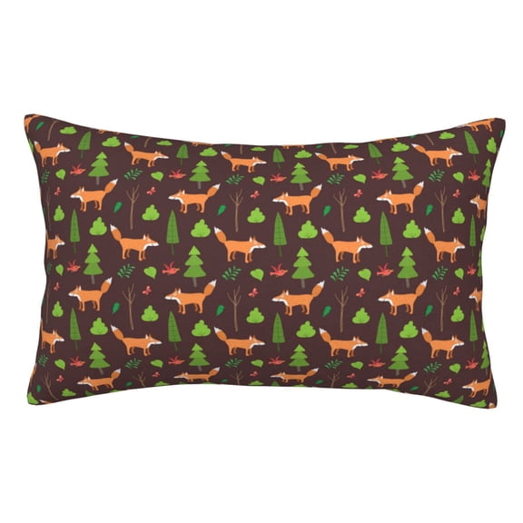 Rateoe Fox In Forest Pattern Decorative Pillow Case,Throw Pillow Covers,Plush Pillow Cover,Soft Pillow Case,Velvet Pillow Case-14"x20"