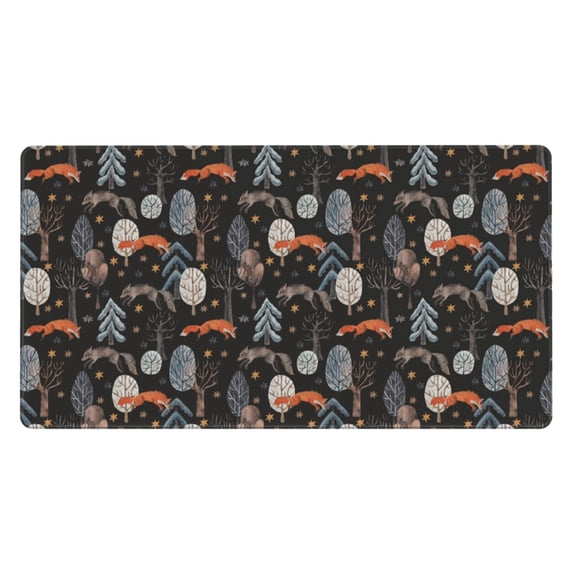Rateoe Fox In The Forest Print Mouse Pad - Extended Large Gaming Mousepad,Non-Slip Stitched Edge,16x29.5 Inch