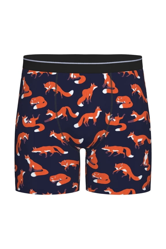 Foxes In Different Poses Print Men’s Underwear Boxer Briefs Soft Comfortable Underwear Boxer Briefs, Long Leg Briefs,Anti-chafing Boxer Briefs