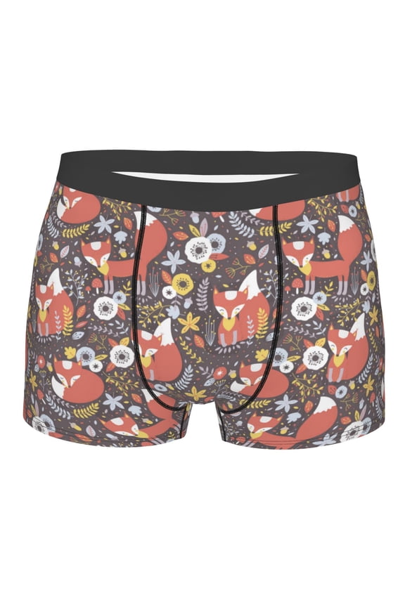 Foxes Mens Boxer Briefs Poly Spandex Performance Boxer Briefs Underwear Hem Boxer Briefs - Large
