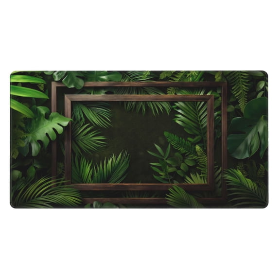 Rateoe Framed Greenery Wall Art Print Mouse Pad - Extended Large Gaming Mousepad,Non-Slip Stitched Edge,16x29.5 Inch