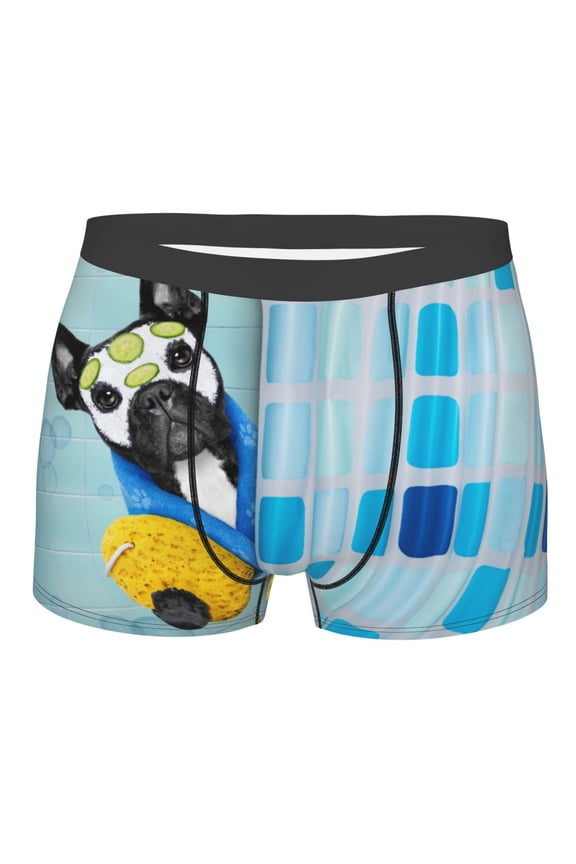 French Bulldog Dog in a Bathtub Mens Boxer Briefs Poly Spandex Performance Boxer Briefs Underwear Hem Boxer Briefs - Small
