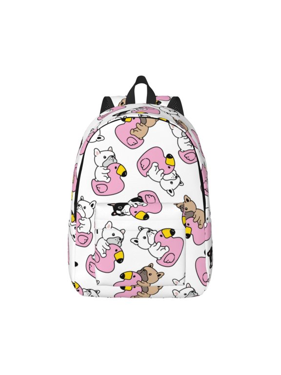 French Bulldog Duck Pattern Canvas College Laptop Backpack,Travel Daypack,Durable Rucksack Travel Notebook Bag School Backpack Book Bag for Men Women-Small