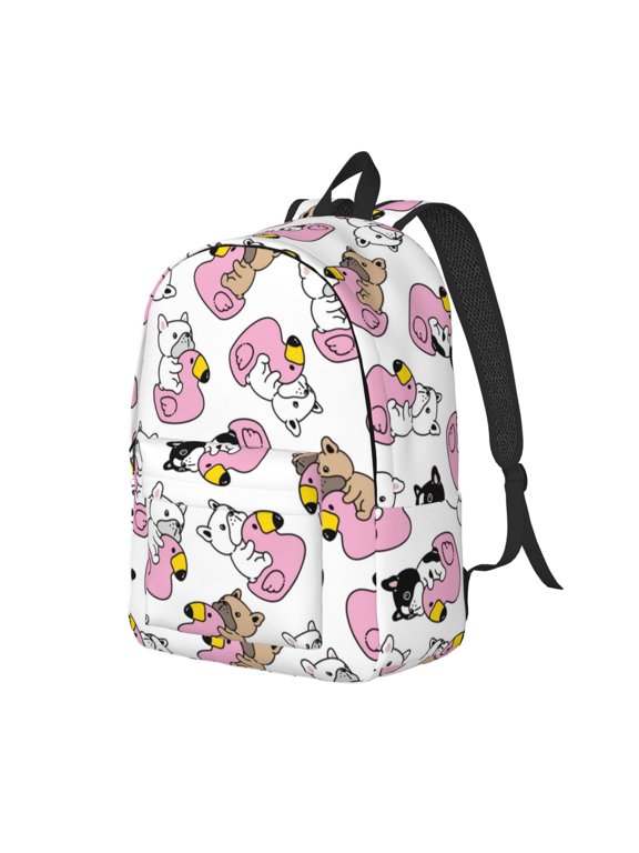 French Bulldog Duck Pattern Durable Canvas Backpack for Men & Women – Stylish & Lightweight – Adjustable Straps, Multiple Pockets – Fits 15-17 Inch LaptopsSmall
