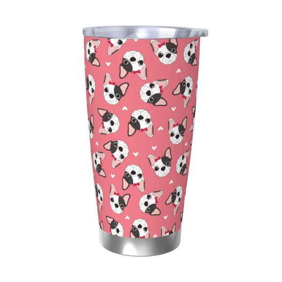Rateoe French Bulldog Face Printed Car Guy Gifts for Men Women Tumbler - 20oz/590ml Double Wall Vacuum Insulated Stainless Steel Travel Tumbler Cups with Lid & Straw-Without Straw