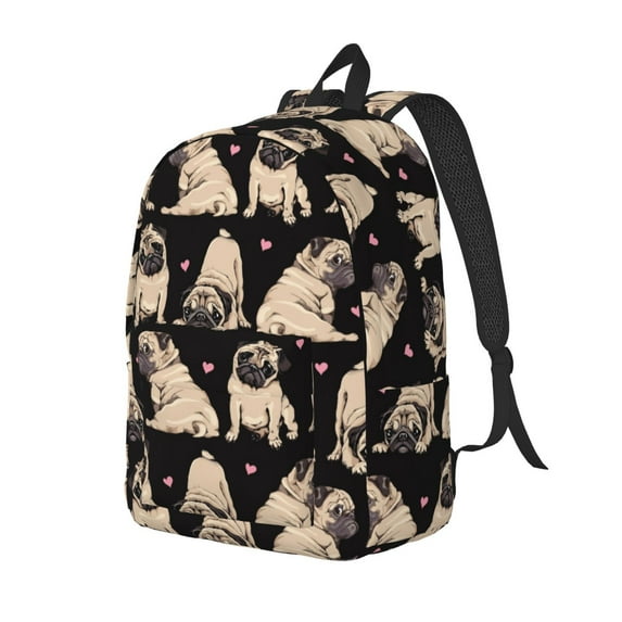 Rateoe French Bulldog Pattern Durable Canvas Backpack for Men & Women – Stylish & Lightweight – Adjustable Straps, Multiple Pockets – Fits 15-17 Inch LaptopsSmall