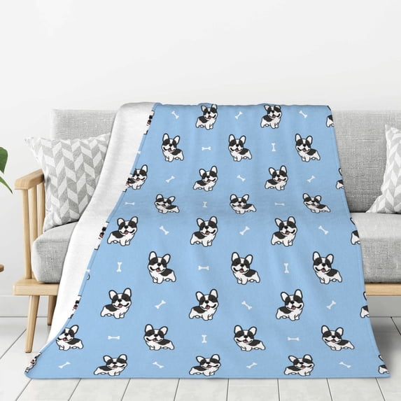 Rateoe French Bulldog Puppy Pattern Flannel Throw Blanket, Ultra-soft Blanket for Bed, Couch, Car, Hypoallergenic Anti-pilling blanket-40"x30"(Vertical)
