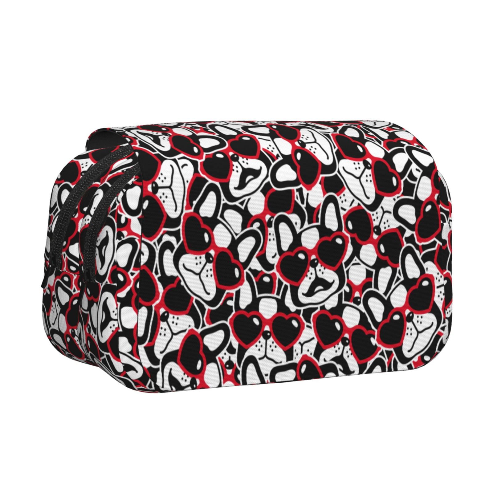 Rateoe French Bulldog1 Pattern Double Clamshell Pen Case, Storage Organizer with Two Zipper Compartments– Holds Up to 50 Pencils & Pens