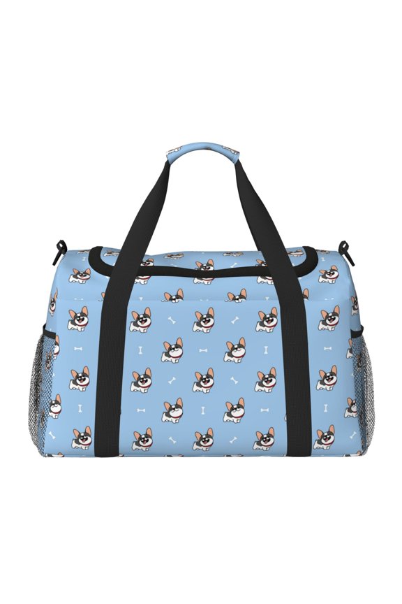 French Bulldog2 Pattern Gym Bag for Women, Duffle Bag for Travel with Wet Pocket, Carry on Weekender Bags for Women, Water Resistant Travel Bag Duffel Bag
