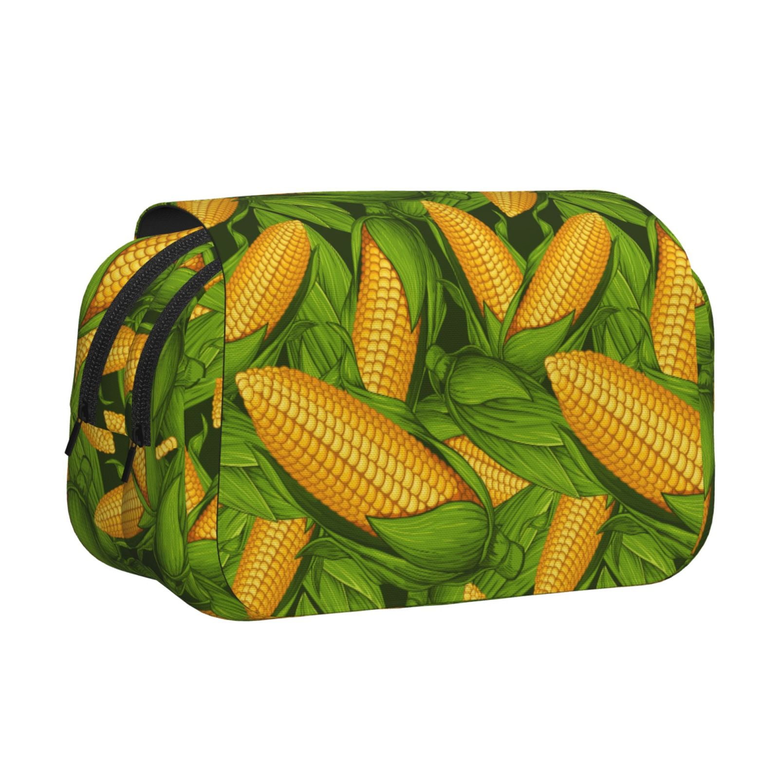 Rateoe Fresh Corn 1 Pattern Double Clamshell Pen Case, Storage Organizer with Two Zipper Compartments– Holds Up to 50 Pencils & Pens