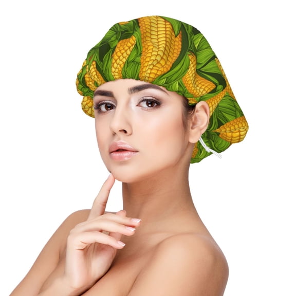 Rateoe Fresh Corn 1 Pattern Silk Satin Hair Bonnet for Sleeping, Adjustable Sleep Cap Turban for Women , Curly Straight Hair Long Large Braid