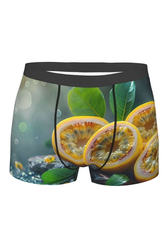 Fresh Passion Fruit Still Life Mens Boxer Briefs Poly Spandex Performance Boxer Briefs Underwear Hem Boxer Briefs - XX-Large