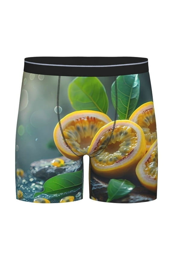 Fresh Passion Fruit Still Life Print Men’s Underwear Boxer Briefs Soft Comfortable Underwear Boxer Briefs, Long Leg Briefs,Anti-chafing Boxer Briefs