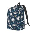 thumbnail image 1 of Rateoe Friendly Sharks Pattern Durable Canvas Backpack for Men & Women – Stylish & Lightweight – Adjustable Straps, Multiple Pockets – Fits 15-17 Inch LaptopsSmall, 1 of 5