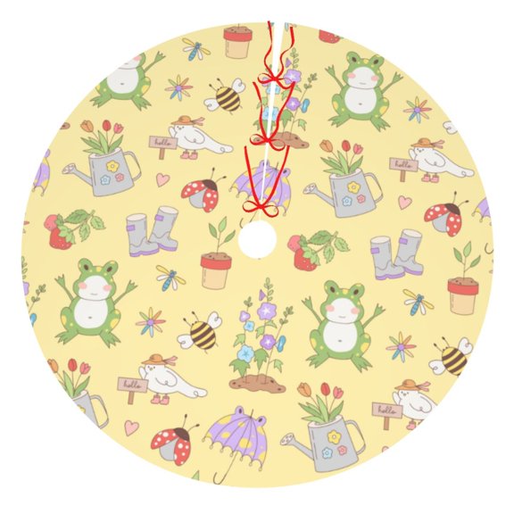 Rateoe Frog Bee Print Christmas Tree Skirt 30" for Xmas Holiday New Year Party Circle Tree Mat Ornaments Decoration