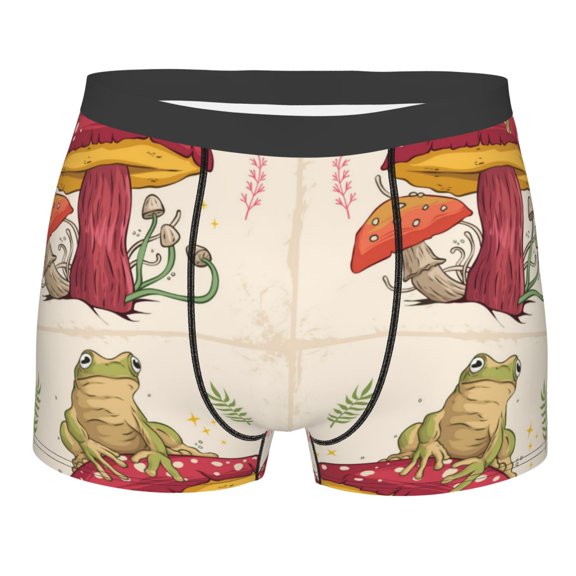 Rateoe Frog Sitting On Mushroom Mens Boxer Briefs Poly Spandex Performance Boxer Briefs Underwear Hem Boxer Briefs - Medium