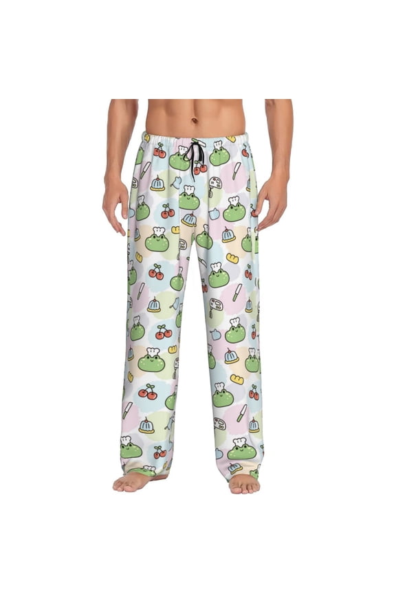 Frog Wear Chef Hat Pattern Men’s Ultra-Soft Comfy Pajama Lounge Pants Sleepwear,Comfortable Lounge Wear,lightweight Pajamas, Casual Home Wear-Medium