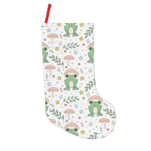 Rateoe Frog and Mushrooms Print Christmas Stockings,18 Inch Large Christmas Stockings Decoration Ornaments for Holiday Home Fireplace Indoors