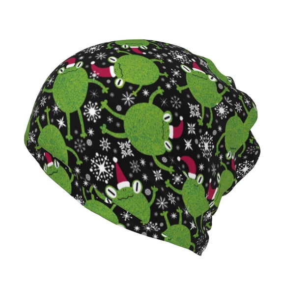 Rateoe Frogs And Santa Hat Cotton Slouchy Beanie Hat for Men/Women,Lightweight Oversize Large Thin Skull Cap Night Sleeping Cap