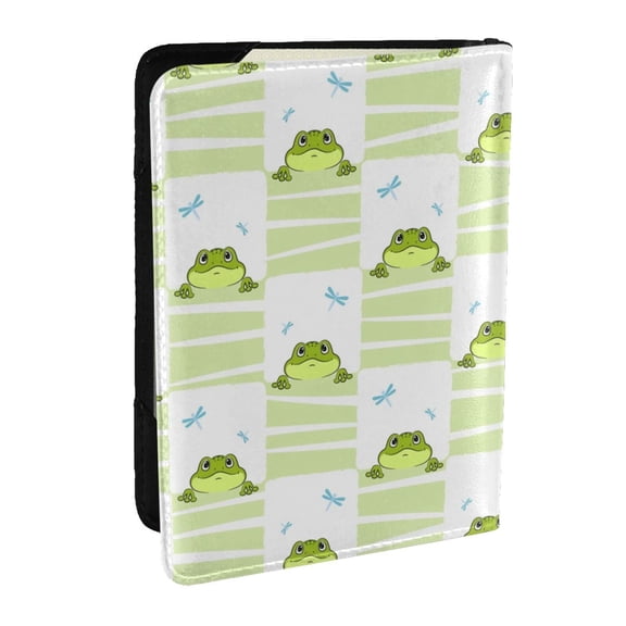 Rateoe Frogs and Dragonflies Pattern Passport Holder Wallet Leather Mulit-purpose Travel Wallet Credit Cards Case ,Passport Cover for Women Men-6.5 in