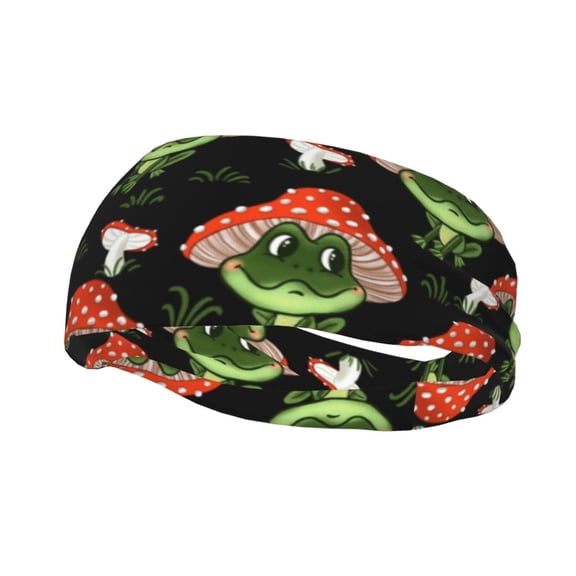 Rateoe Frogs In Mushroom Hats Pattern Sports Headbands ,Moisture Wicking Workout Headband, Sweatband Headbands for Running,Cycling,Yoga,Hairband for Women and Men