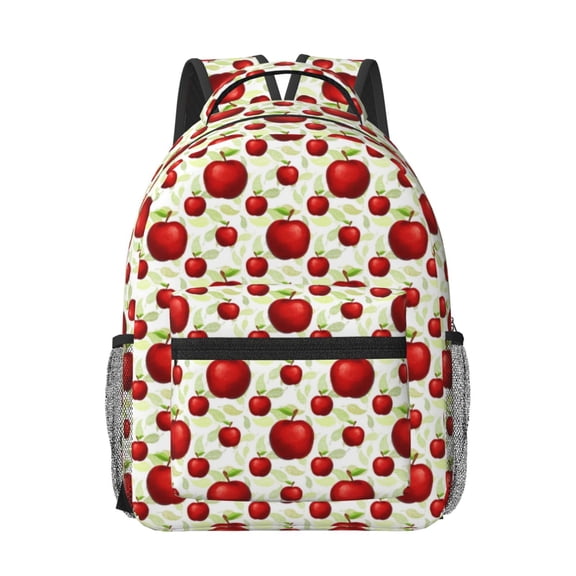 Rateoe Fruit Apples Pattern Durable Student Backpack Laptop Bag- Ergonomic Design, Waterproof Twill Fabric - Ideal for School, Travel, and Outdoor Activities