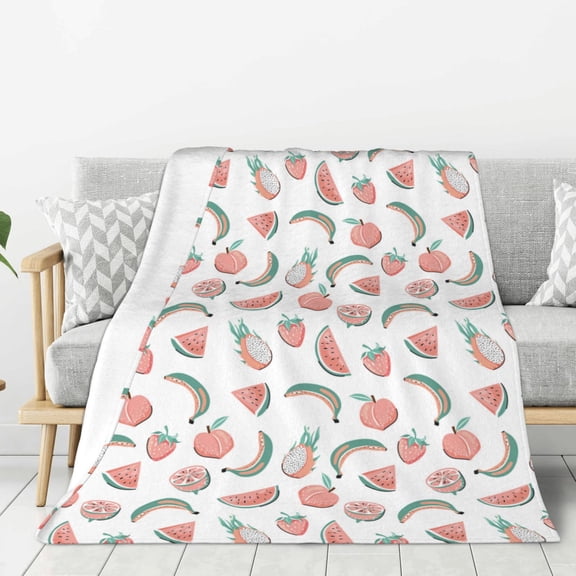 Rateoe Fruit Pattern Flannel Throw Blanket, Ultra-soft Blanket for Bed, Couch, Car, Hypoallergenic Anti-pilling blanket-40"x30"(Vertical)