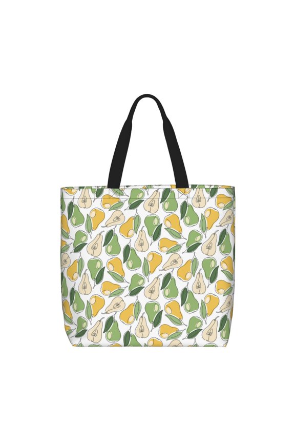 Fruit Pears Print Lightweight Tote Bag for Women, Water-Resistant Shoulder Bag with Zipper, Spacious Casual Handbag for Work, School, Shopping
