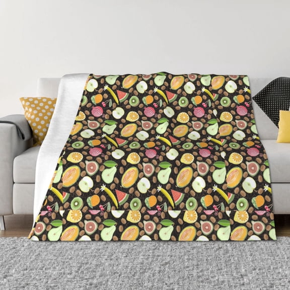 Rateoe Fruits Pattern Flannel Throw Blanket, Ultra-soft Blanket for Bed, Couch, Car, Hypoallergenic Anti-pilling blanket-40"x30"(Horizontal)