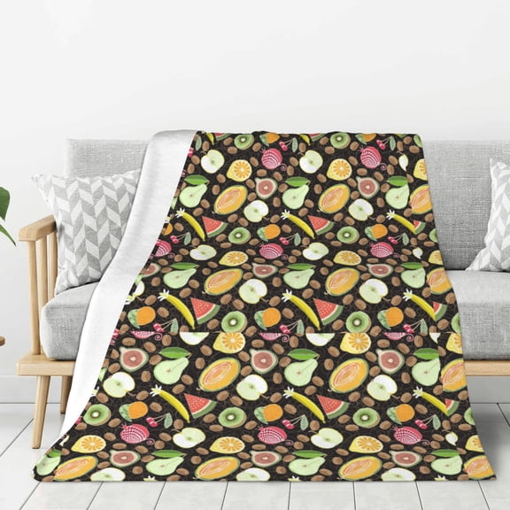 Rateoe Fruits Pattern Flannel Throw Blanket, Ultra-soft Blanket for Bed, Couch, Car, Hypoallergenic Anti-pilling blanket-60"x50"(Vertical)