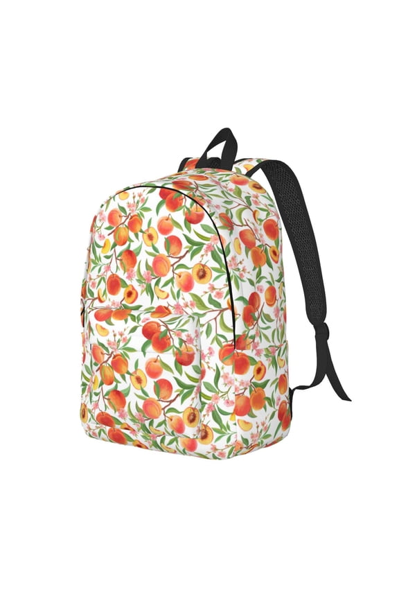 Fruits Peach2 Pattern Durable Canvas Backpack for Men & Women – Stylish & Lightweight – Adjustable Straps, Multiple Pockets – Fits 15-17 Inch LaptopsSmall