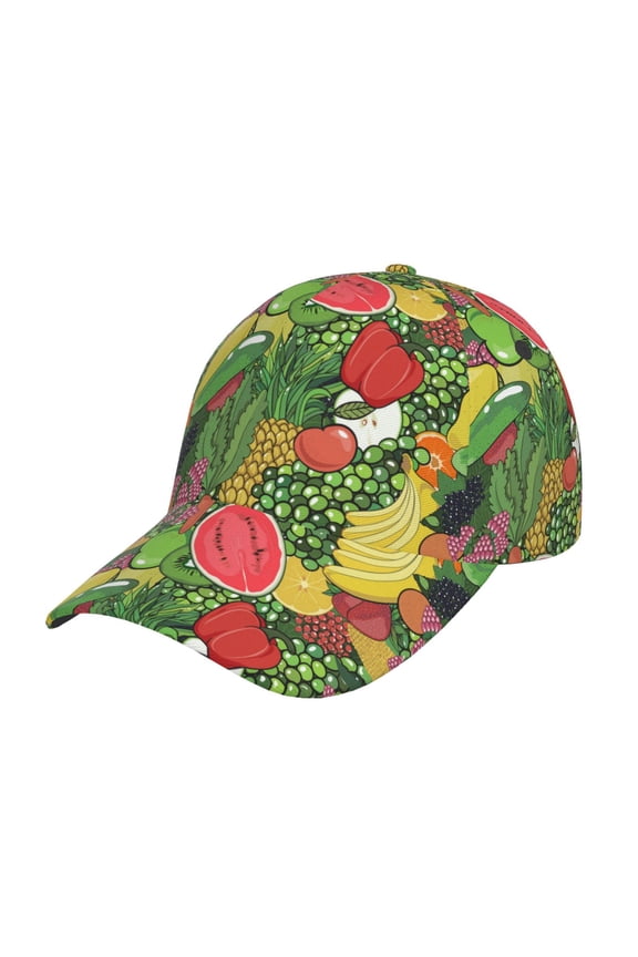 Fruits Vegetables And Berries Pattern Baseball Cap Outdoor Cap Mountain Dad Hat - Unstructured Soft Cotton Cap-Adjustable UV Protection Cap