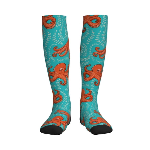 Rateoe Fun Octopus Compression Socks for Women and Men 20-30mmHg-Circulation Support Socks Knee High Nurse Pregnant Running Medical and Travel Athletic