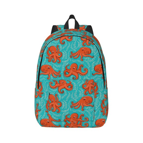 Rateoe Fun Octopus Pattern Canvas College Laptop Backpack,Travel Daypack,Durable Rucksack Travel Notebook Bag School Backpack Book Bag for Men Women-Medium