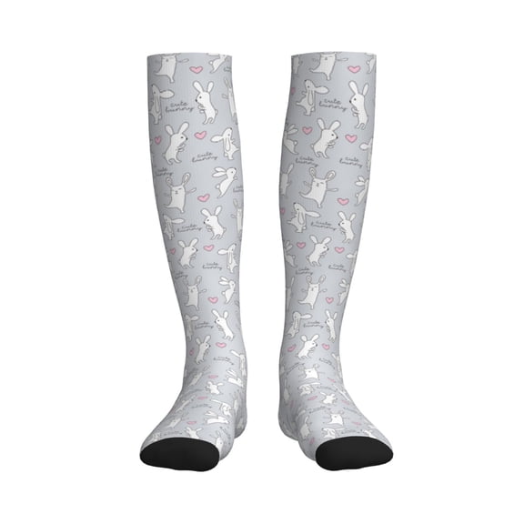 Rateoe Fun Rabbit Compression Socks for Women and Men 20-30mmHg-Circulation Support Socks Knee High Nurse Pregnant Running Medical and Travel Athletic