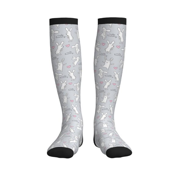 Rateoe Fun Rabbit Compression Socks for Women and Men 20-30mmHg-Circulation Support Socks Knee High Nurse Pregnant Running Medical and Travel Athletic