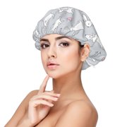 Rateoe Fun Rabbit Pattern Silk Satin Hair Bonnet for Sleeping, Adjustable Sleep Cap Turban for Women , Curly Straight Hair Long Large Braid