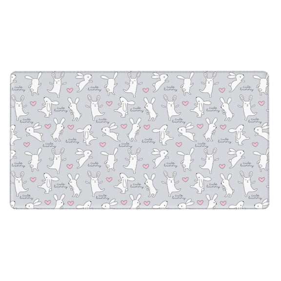 Rateoe Fun Rabbit Print Mouse Pad - Extended Large Gaming Mousepad,Non-Slip Stitched Edge,16x29.5 Inch