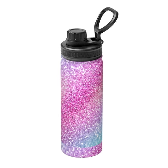 Rateoe Fun Rainbow Printed 18oz Sports Insulated Water Bottle, Double-Wall Stainless Steel Kettle with Leak-Proof Cap and Carry Loop, BPA-Free for Outdoor, Gym, Camping, and Travel