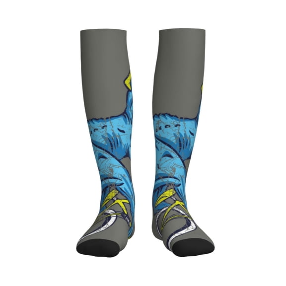 Rateoe Fun Riding Dinosaur Compression Socks for Women and Men 20-30mmHg-Circulation Support Socks Knee High Nurse Pregnant Running Medical and Travel Athletic