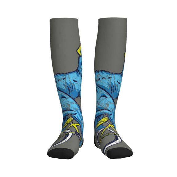 Rateoe Fun Riding Dinosaur Compression Socks for Women and Men 20-30mmHg-Circulation Support Socks Knee High Nurse Pregnant Running Medical and Travel Athletic