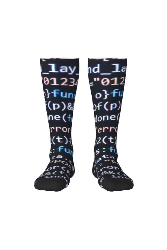 Function Source Code Pattern Women’s Knee High Crew Socks,Trouser Socks Comfortable, Breathable, Moisture-Wicking and Soft