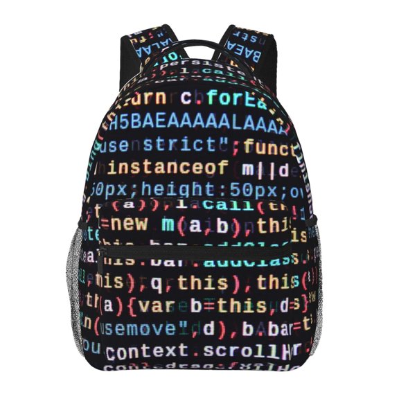 Rateoe Function Source Code1 Pattern Casual Backpack for School, Work, Travel  Adjustable Straps, Multiple Compartments  Ergonomic Design, Fits Laptops and Tablets