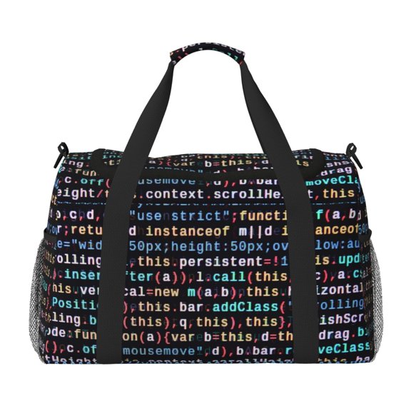 Rateoe Function Source Code1 Pattern Gym Bag for Women, Duffle Bag for Travel with Wet Pocket, Carry on Weekender Bags for Women, Water Resistant Travel Bag Duffel Bag
