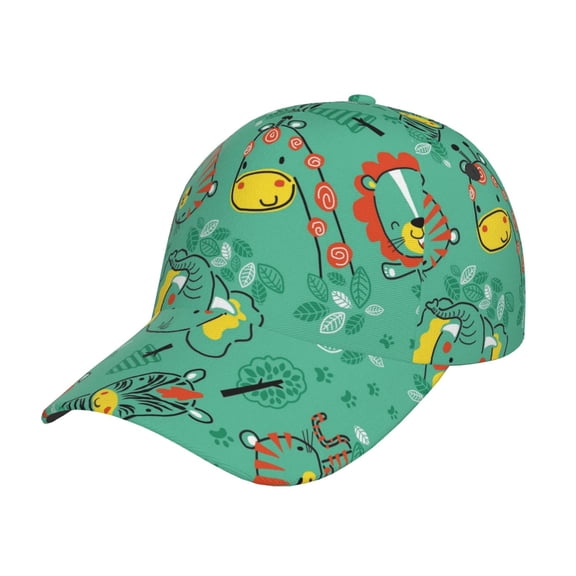 Rateoe Funny Animals in Jungle Pattern Men’s Baseball Cap – Adjustable Curved Brim Hat, Soft Cotton Sports Cap for Outdoor, Casual, and Everyday Wear, Comfortable & Breathable
