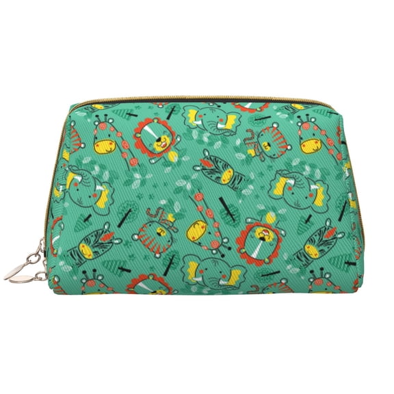 Rateoe Funny Animals in Jungle for Travel Makeup Bag,Large Capacity Cosmetic Bags for Women,Waterproof Portable Pouch Open Flat Toiletry Bag Make up Organizer