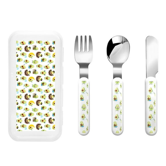 Rateoe Funny Avocado In Mexican Clothes for Stainless Steel Kids Silverware Set - Child and Toddler Safe Flatware - Children's Knife, Fork And Spoon Set